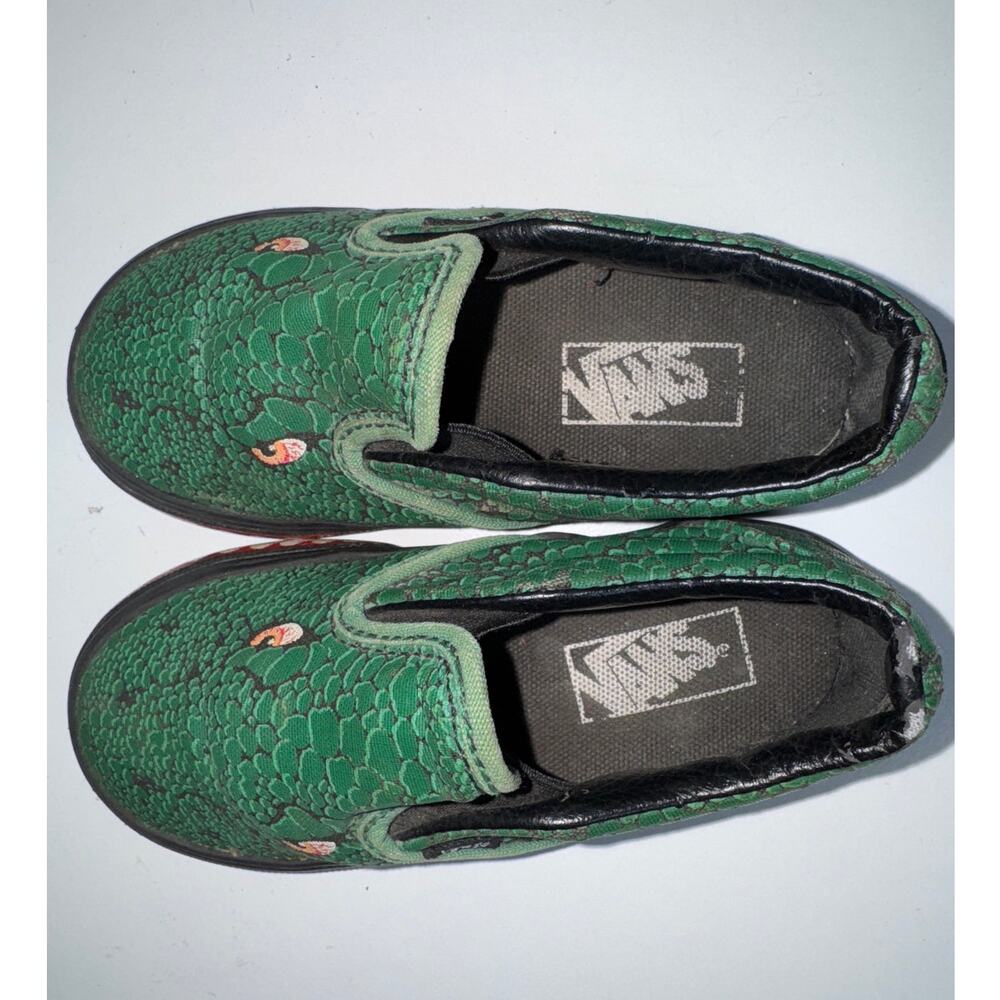 Vans Kids Classic Slip On Poison Reptile Snake Green Shoe Toddler 9 Scales Boys - Picture 3 of 7